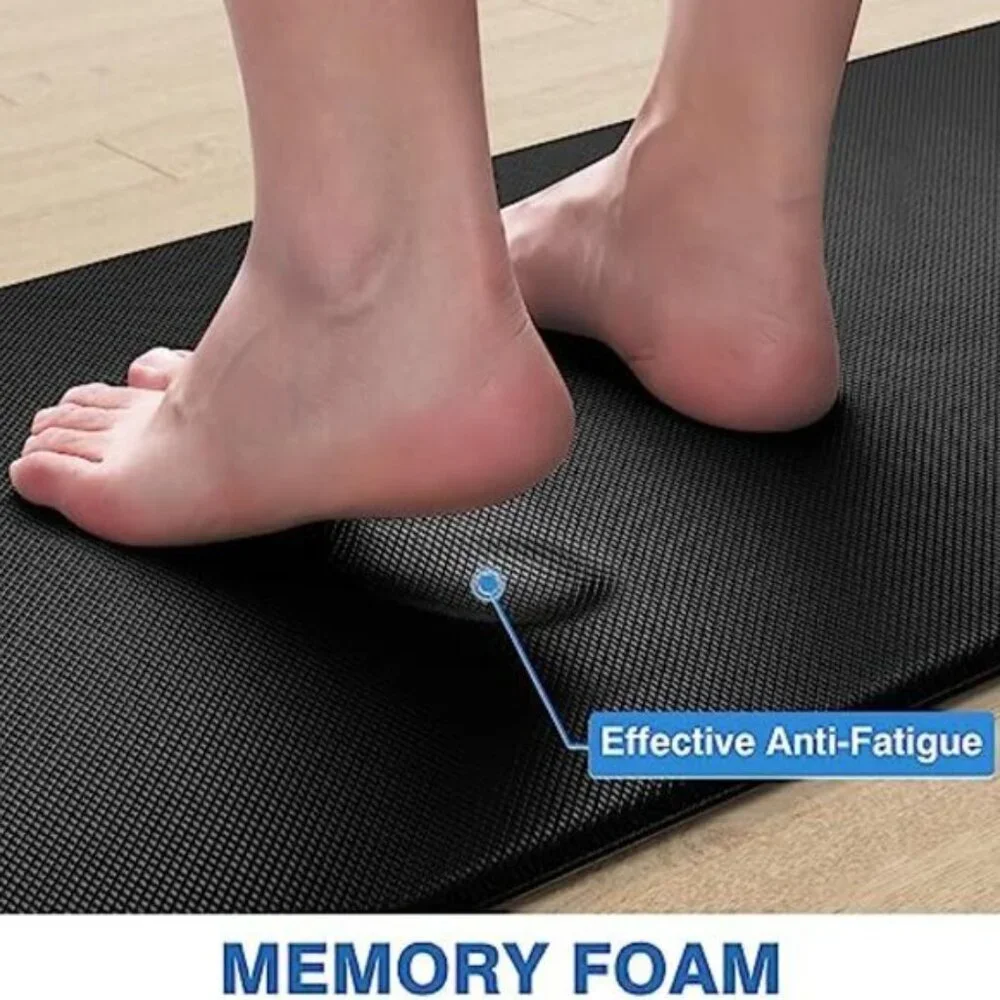 2 PCS Non Slip Kitchen Rugs Cushioned Anti Fatigue Kitchen Mats - Black